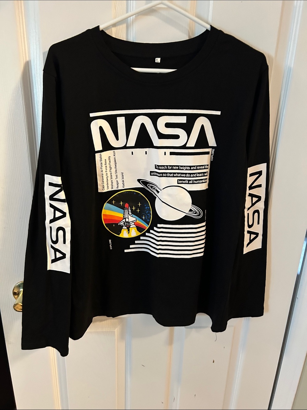 Black Long-Sleeve Graphic NASA Tee